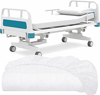 White Classic Fitted Hospital Bed Sheets, Cotton Fitted Sheet with 200 Thread Count, Soft Standard Sheets for Hospital Bed Size: 36" x 80" x 9"