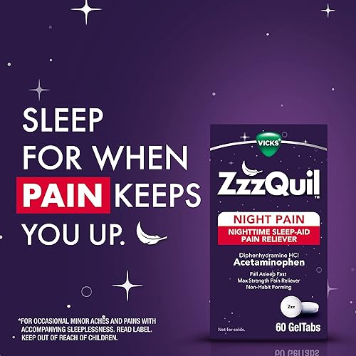 Miniatura 8 de ZzzQuil Cápsulas de gel para el dolor nocturno, alivio del dolor nocturno, tabletas de ayuda para dormir, difenhidramina HCl y acetaminofeno, marca