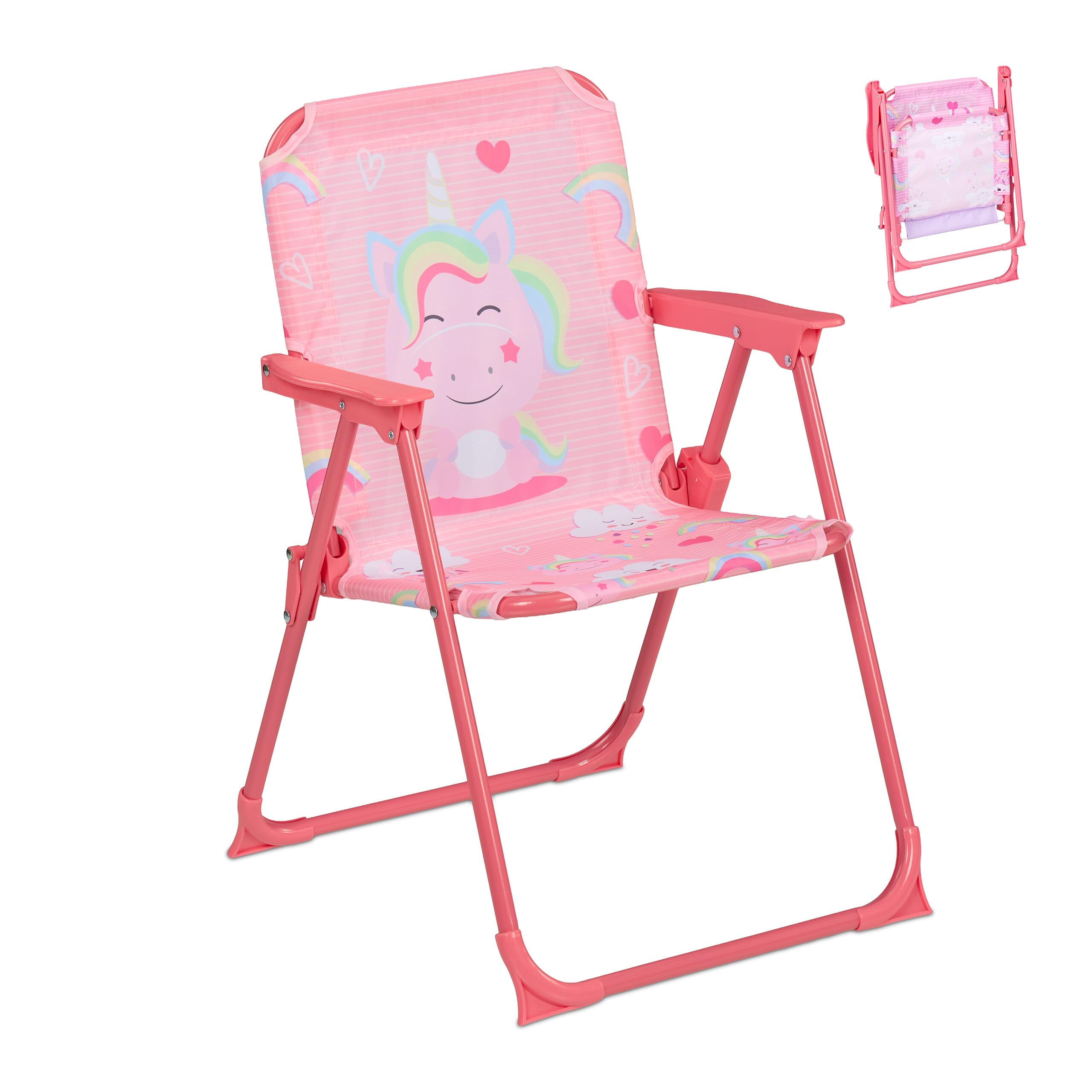Relaxdays Children's Folding Chair, Camping Seat with Unicorn, Lightweight, 51.5x36x37.5 cm, Portable, Multicoloured