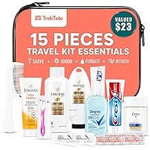 15 Piece Set Women&rsquo;s Travel & Hygiene Kit with Clear Toiletry Bag, Personal Care Essentials, Single Kit or Bulk Case Packs, TSA Approved Toiletry Kit for Travel, Vacation, Everyday Essentials