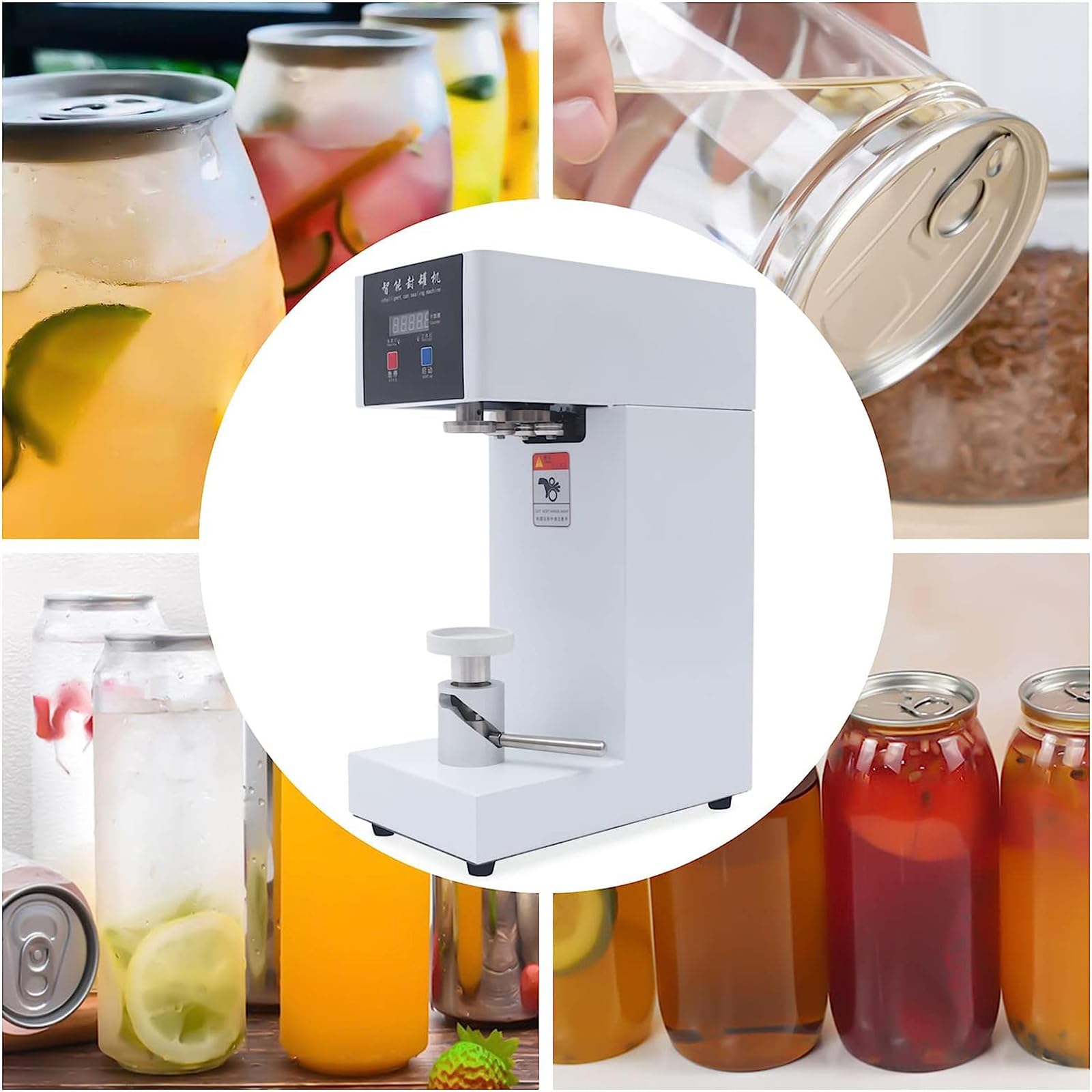 Selladora eléctrica de latas, sellador automático de latas con controlador digital para sellado preciso, se adapta a calibre de 5,5 cm, ideal para cafeterías y restaurantes