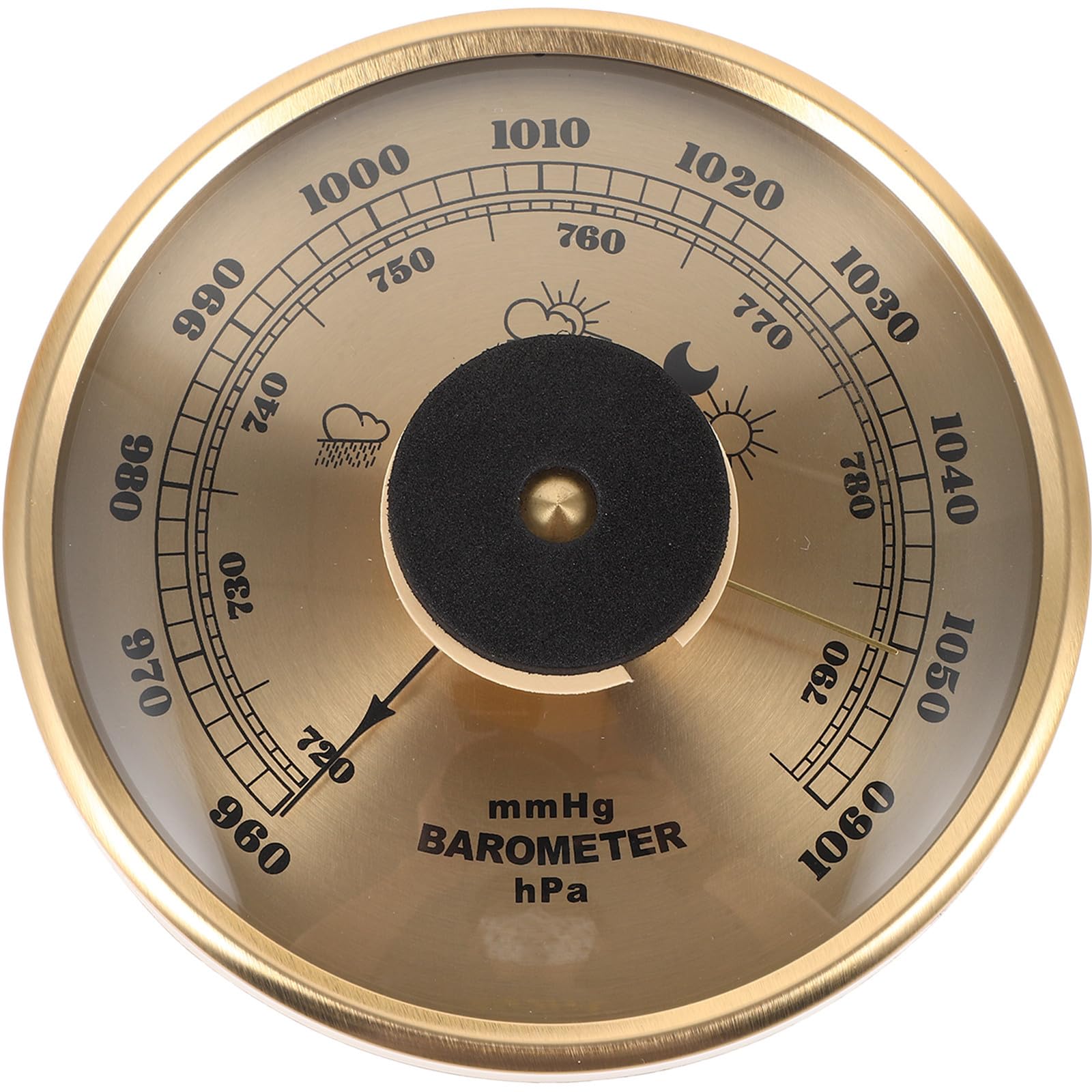 Barómetro Higrómetro de Metal Dorado Doble Sensor para Medir Presión Atmosférica y Humedad, Adecuado para Invernadero y Exteriores