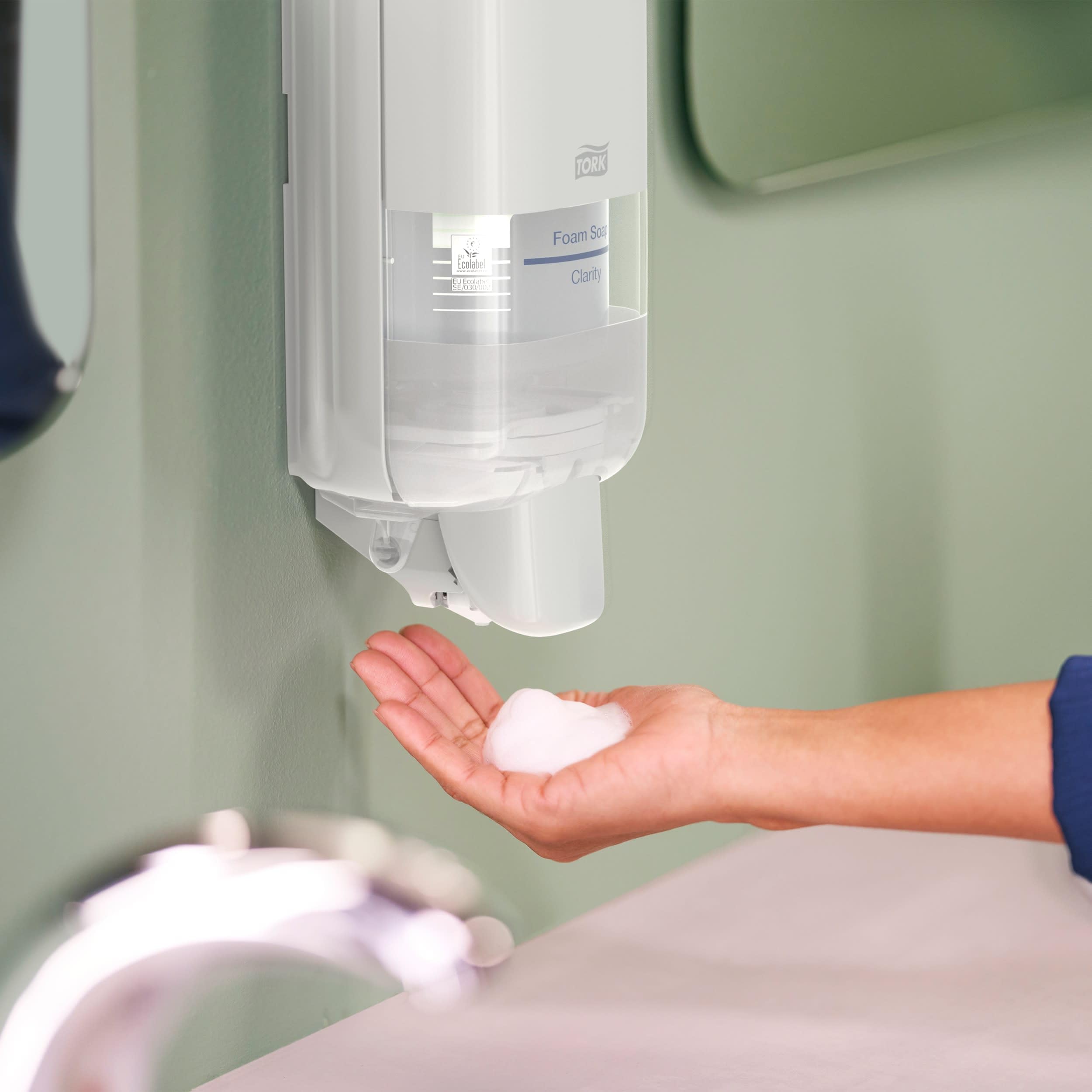 Tork Dispensador para Jabón y Desinfectante Blanco S4, 564500 | Recambios de Espuma, Líquido y Gel, Línea Elevation