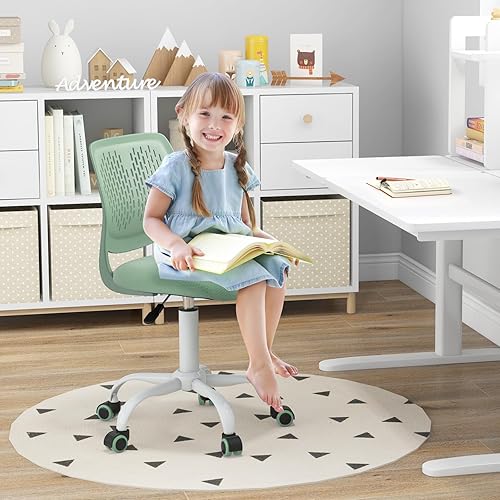 Miniatura 34 de Giantex Silla de escritorio moderna para niños, silla de estudio sin brazos con altura ajustable, silla de oficina ergonómica con ruedas, silla de