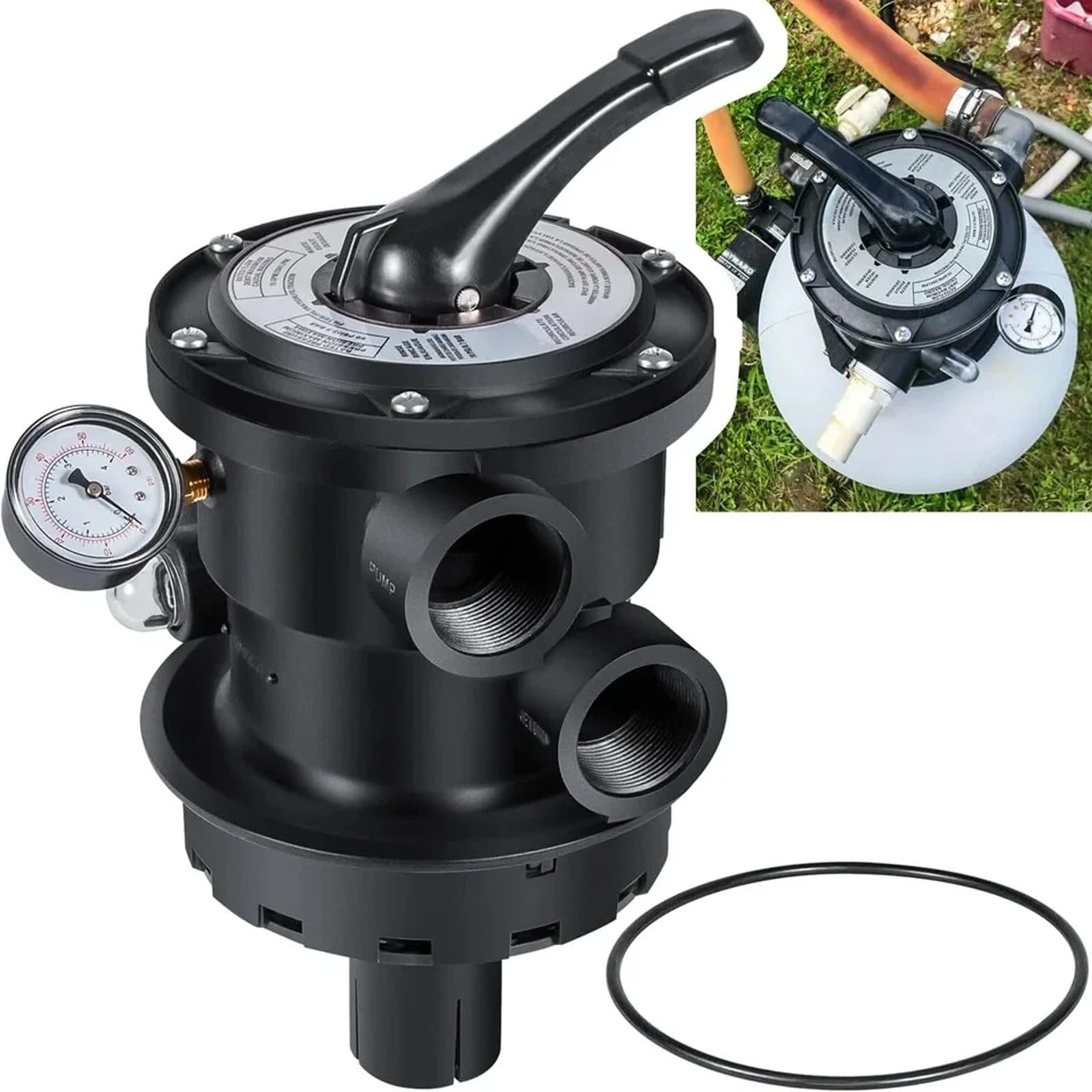 SP0714T Fits for All Hayward Above-Ground Pro and VL Series Mount Sand Filter with 1-1/2" FIP Plumbing Connection Size for 1.5-Inch FIP Plumbing 7-Positions Clamp Style Control Valve Upgraded Black-image-29