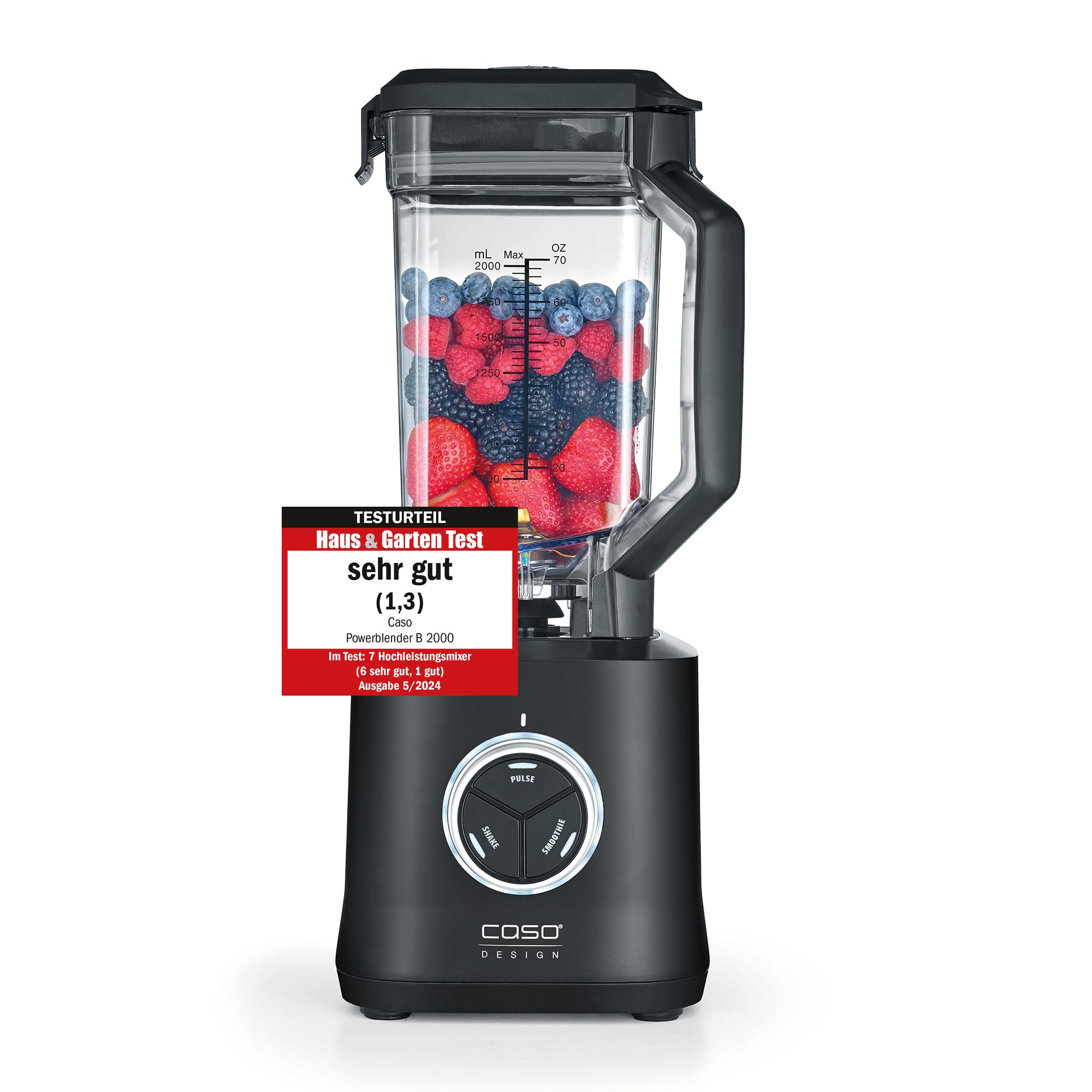 CASO PowerBlender B 2000 - Profi Standmixer, Testurteil: Sehr Gut, 30.000 U/min, bruchsicherer Tritan-Mixbehälter, BPA-frei, 8-fach Messer-System mit Titanbeschichtung