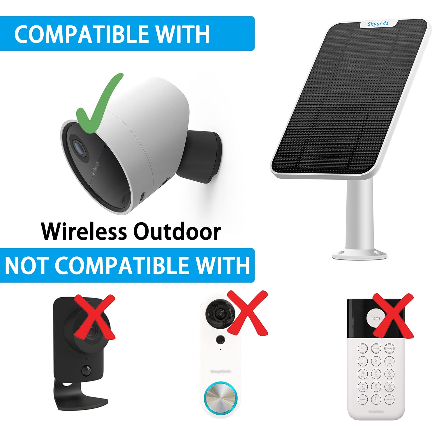 Pannello solare da 4 W di ricarica compatibile solo con telecamera di sicurezza esterna SimpliSafe, con cavo di ricarica impermeabile da 4 m, IP65 resistente alle intemperie, include supporto a parete