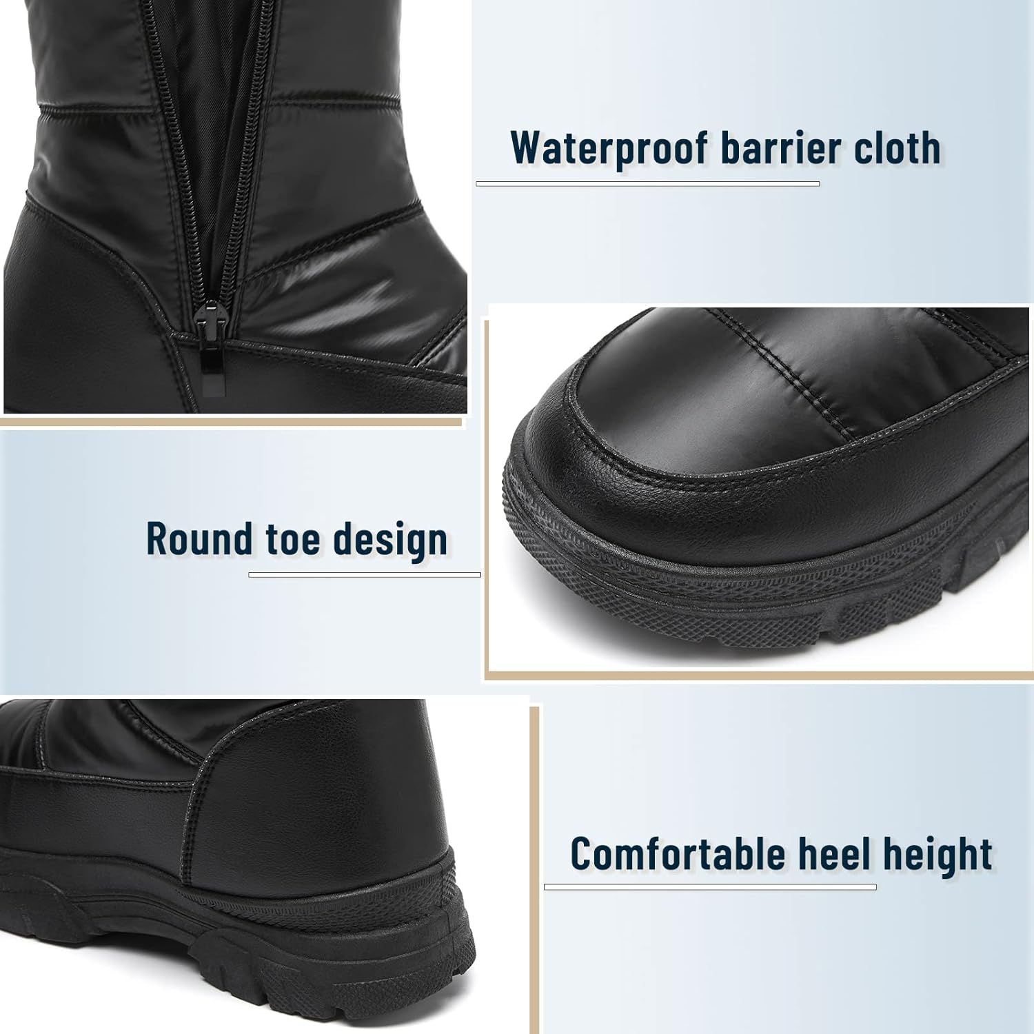 FINIWOR Womens Snow Boots Mid Calf Winter Boots for Women Warm Faux Fur Lined Side Zipper Non-Slip Boots - Image 5