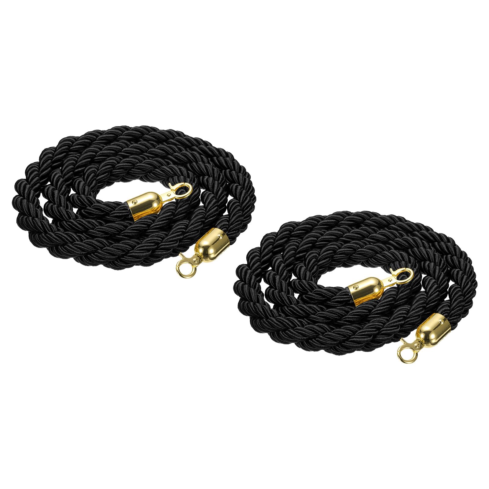 QUARKZMAN 2 Pz 6.6 Ft/2 m Cordone Barriera Ritorto Con Ganci Nero Dorato