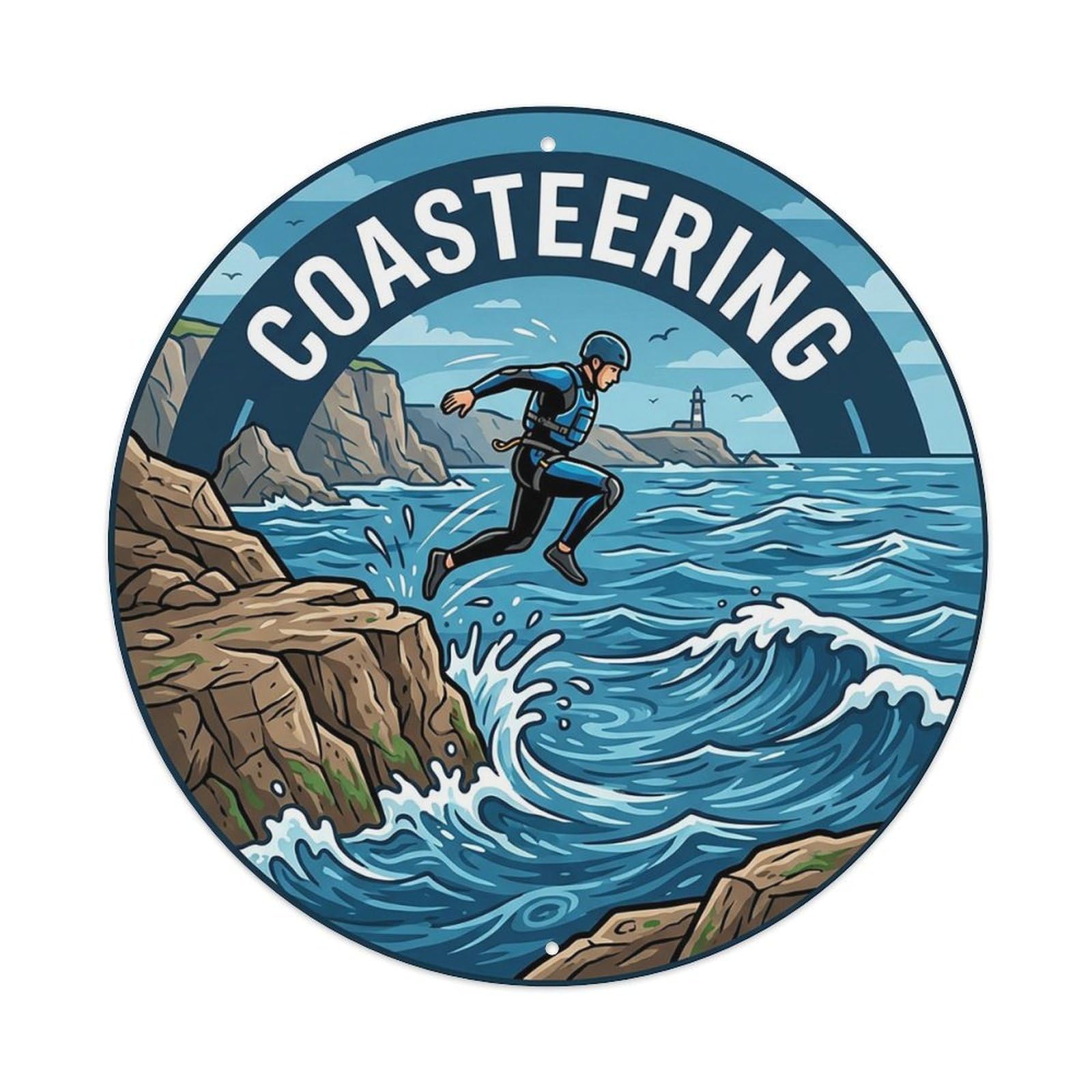 Vintage Coasteering Extreme Sports Vintage Metal Tin Sign Plaque Wall Decor for Cafe, Club Bar, Office, Garden Metal Poster 8x8Inch