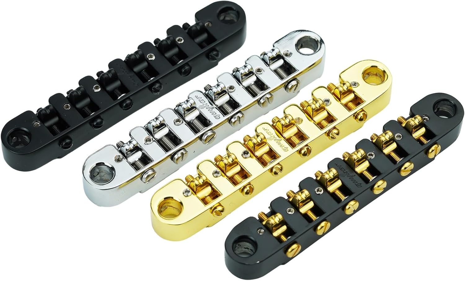 Guyker Guitar Adjustable Locking Bridge, Zinc Alloy Bridge Replacement Part for Electric Guitars(GM007, Black)