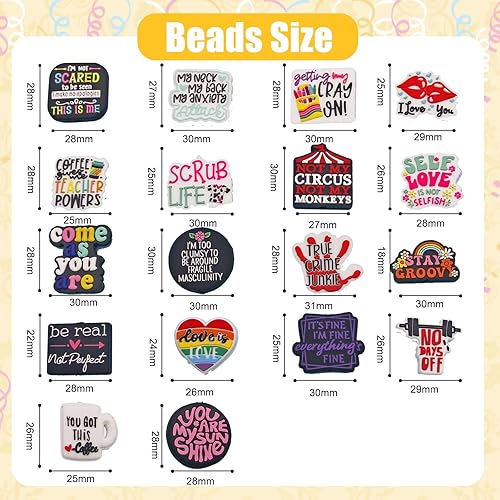 Miniatura 8 de APCGSM 18 cuentas focales de silicona para bolígrafos, palabras divertidas, cuentas de silicona para hacer llaveros, cuentas de silicona de