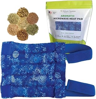 Microwave Heating Pad for Knee - Microwaveable Herbal Heating Pad for Knee & Elbow - Herbal Hot & Cold Therapy Pack - Portable Heating Pad with 2 Elastic Straps, Blue Flowers 1 Pack