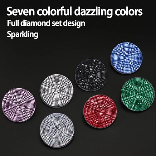 Miniatura 6 de Posavasos brillante para automóvil, 2 posavasos antideslizantes a prueba de golpes, alfombrilla universal de diamantes de imitación de moda de 2.75