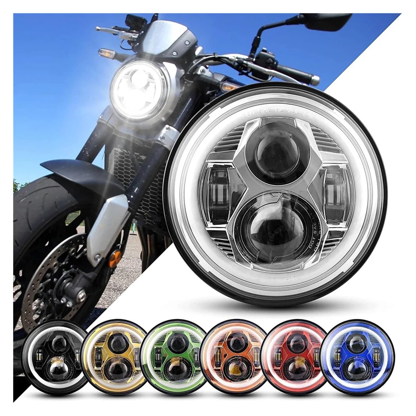 Anello Halo Rotondo Per Faro Moto LED H4 Da 7 Pollici Per 93-08 Per Ducati Per Monster 1000 600 Fari Moto
