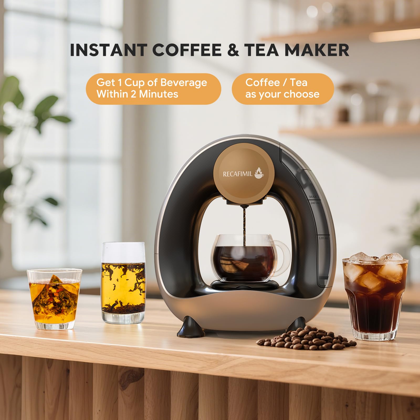 RECAFIMIL MINI Q Coffee Maker - K-Cup & Ground Coffee -7