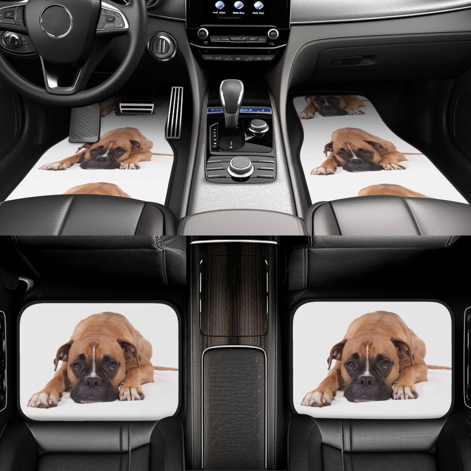 Boxerhund, 4er-Set Auto-Fußmatten, Neopren-Fußmatten für Fahrzeuge, rutschfeste Auto-Fußmatten, Autozubehör