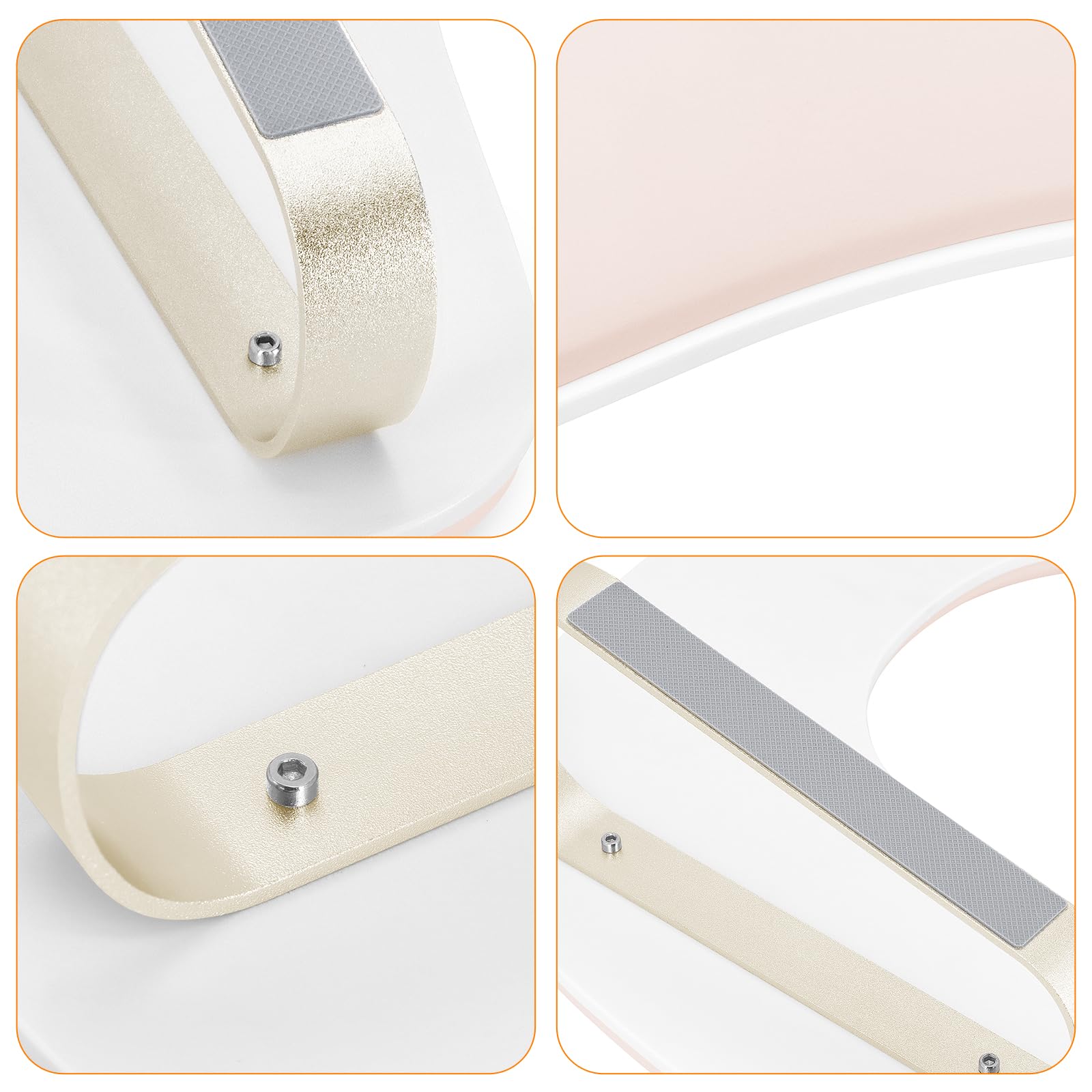 Upgraded U-Shaped Manicure Nail Arm Rest with 10° Incline, Pink and Gold