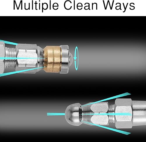 Miniatura 5 de M MINGLE Kit de chorro de alcantarillado de 150 pies para lavadora a presión, NPT de 1/4 de pulgada, manguera de limpieza de drenaje, nariz de botón