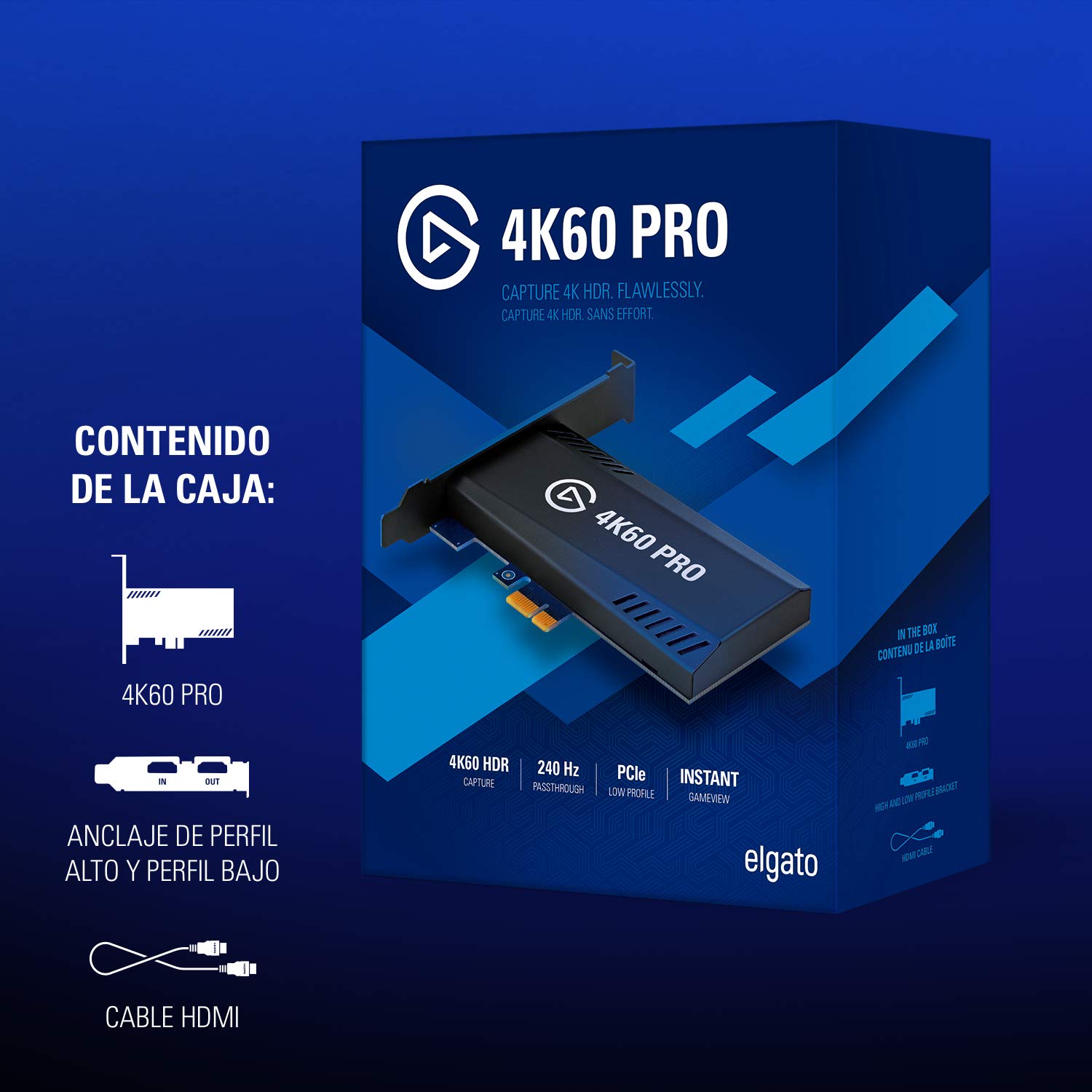 Corsair Game Capture 4K60 Pro MK.2 - Captura y traspaso de señal a 4K 60FPS HDR Captura, PCI x4 (Interno), Tecnología Visualización Instantánea de latencia ultrabaja