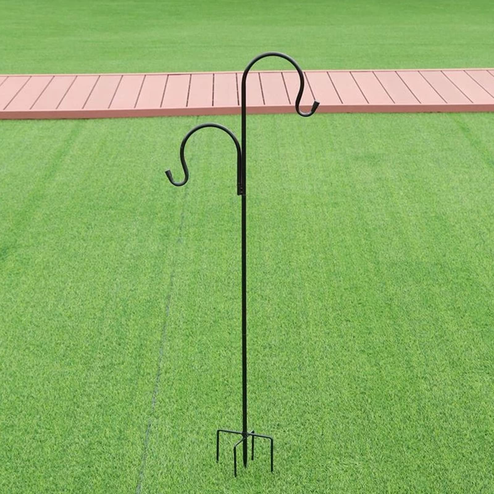 Amo da giardino, 124 cm, doppio gancio a base di zinco, per mangiatoie e luci solari
