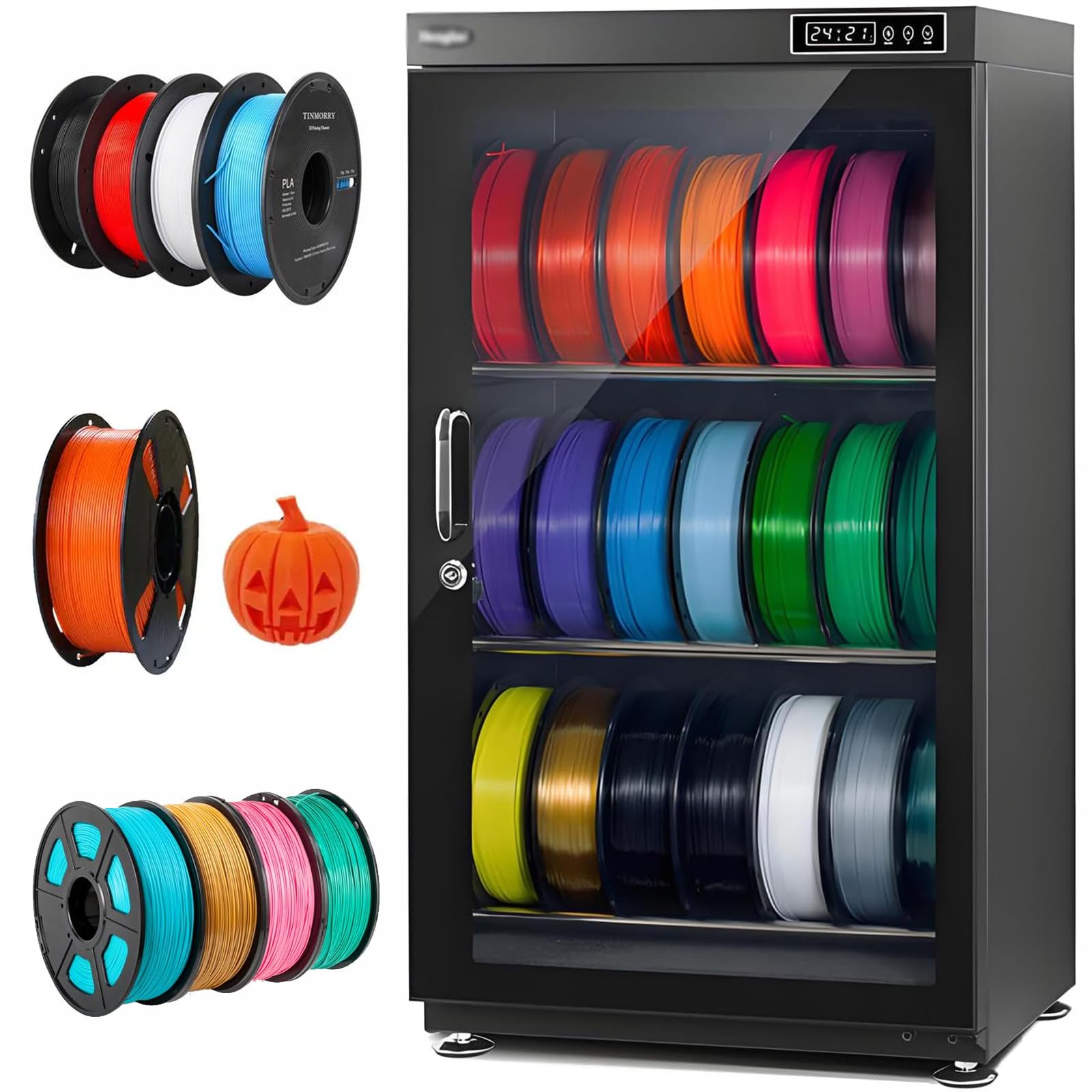 DPQYJPP Filament storage box, 3D printer filament dehumidifier storage cabinet box,holds 10-12 rolls,holds 15-18 spools of filament,15%-60% rh for home and small studios 115L
