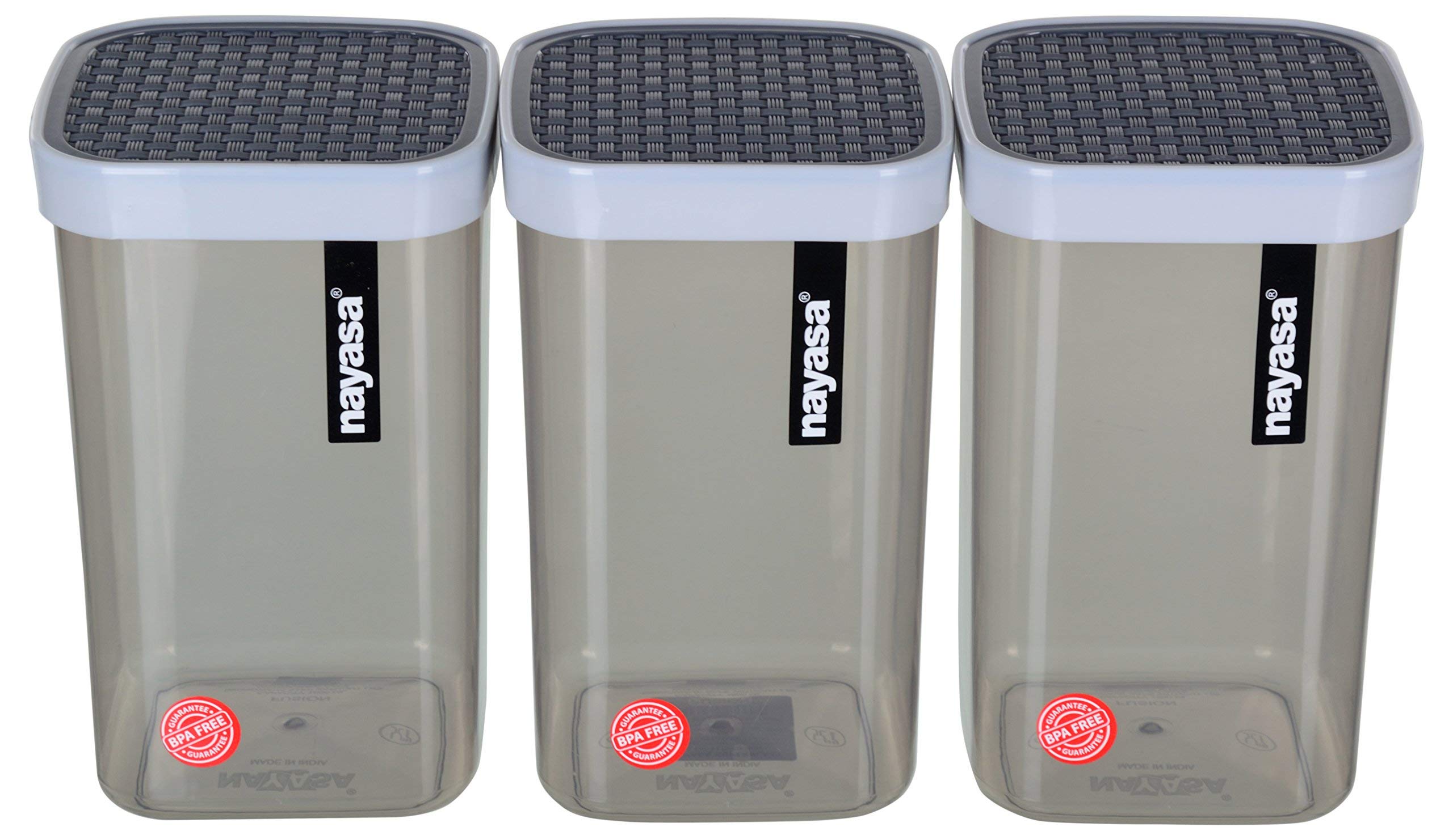 NayasaSuperplast Fusion Plastic Container Set, 1.5 litres, Set of 3, Grey