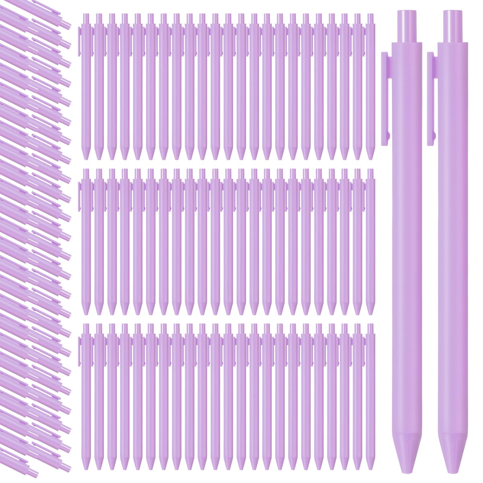 Fulmoon 50 bolígrafos retráctiles con tinta de gel negra, suministros de vuelta a la escuela, bonitos bolígrafos regalos para mujeres, bebés, profesores, estudiantes, oficina (morado claro)