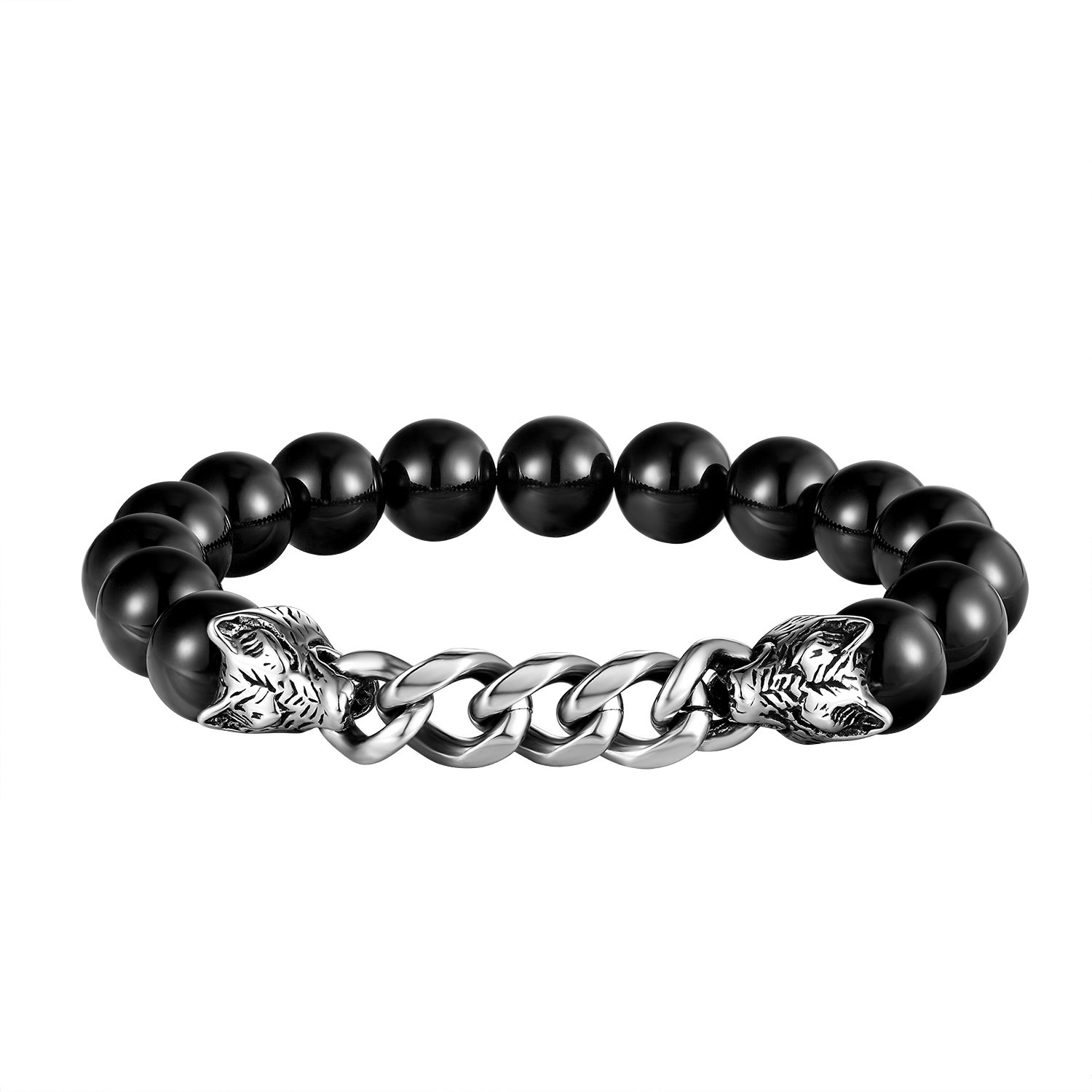 FGA for Men and Women Elastic Volcanic Lava Stone/Agate Stone Round Beads Bracelet with Natural Stone Link Bracelet