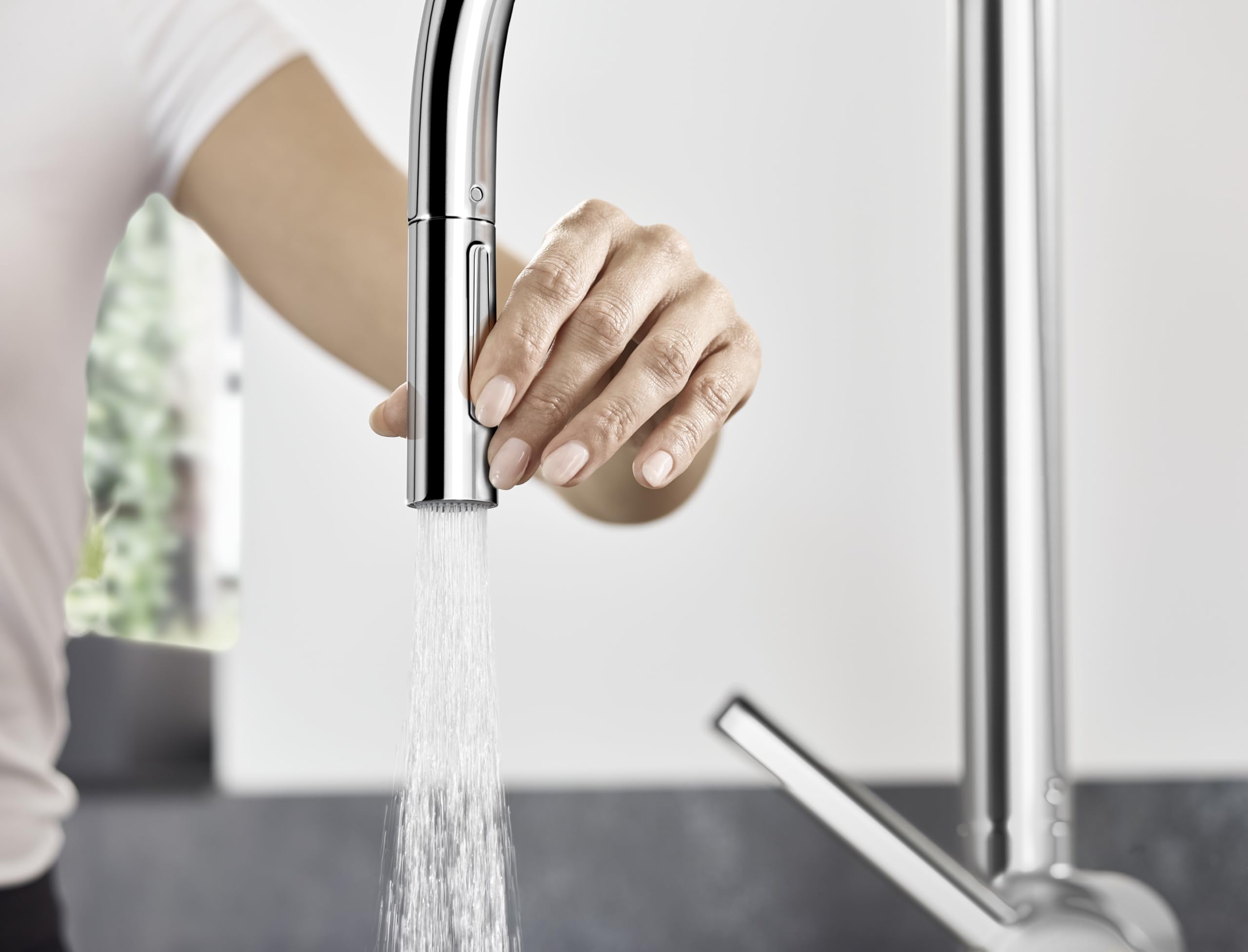hansgrohe Talis M54 Mitigeur de cuisine 210, avec douchette extractible 2 jets, chromé, 72800000