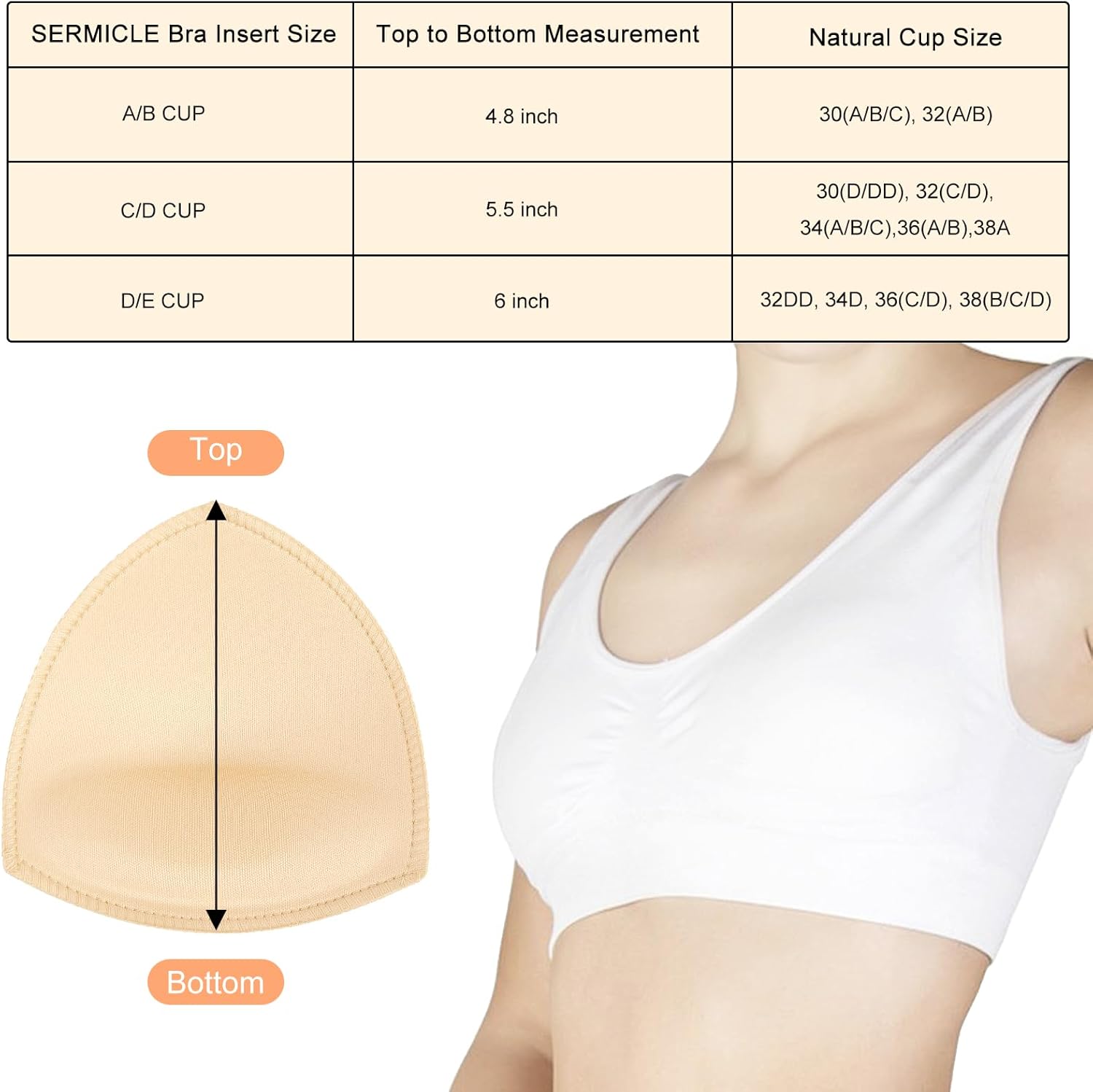 SERMICLE Waterproof Swimsuit Bra Pad Inserts 4 Pairs, Push up Bra Pads Sewn Padded for Bikini Sports Bra A/B or C/D,D/E Cup - Image 5