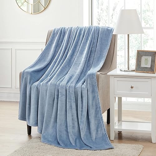 Miniatura 1 de Bourina - Cobija de franela, manta lujosa de forro polar liso de microfibra violeta liviana y cálida