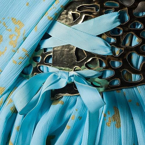 Miniatura 5 de Xfang - Vestido de chifón para mujer disfraz para cosplay halloween vestido largo azul