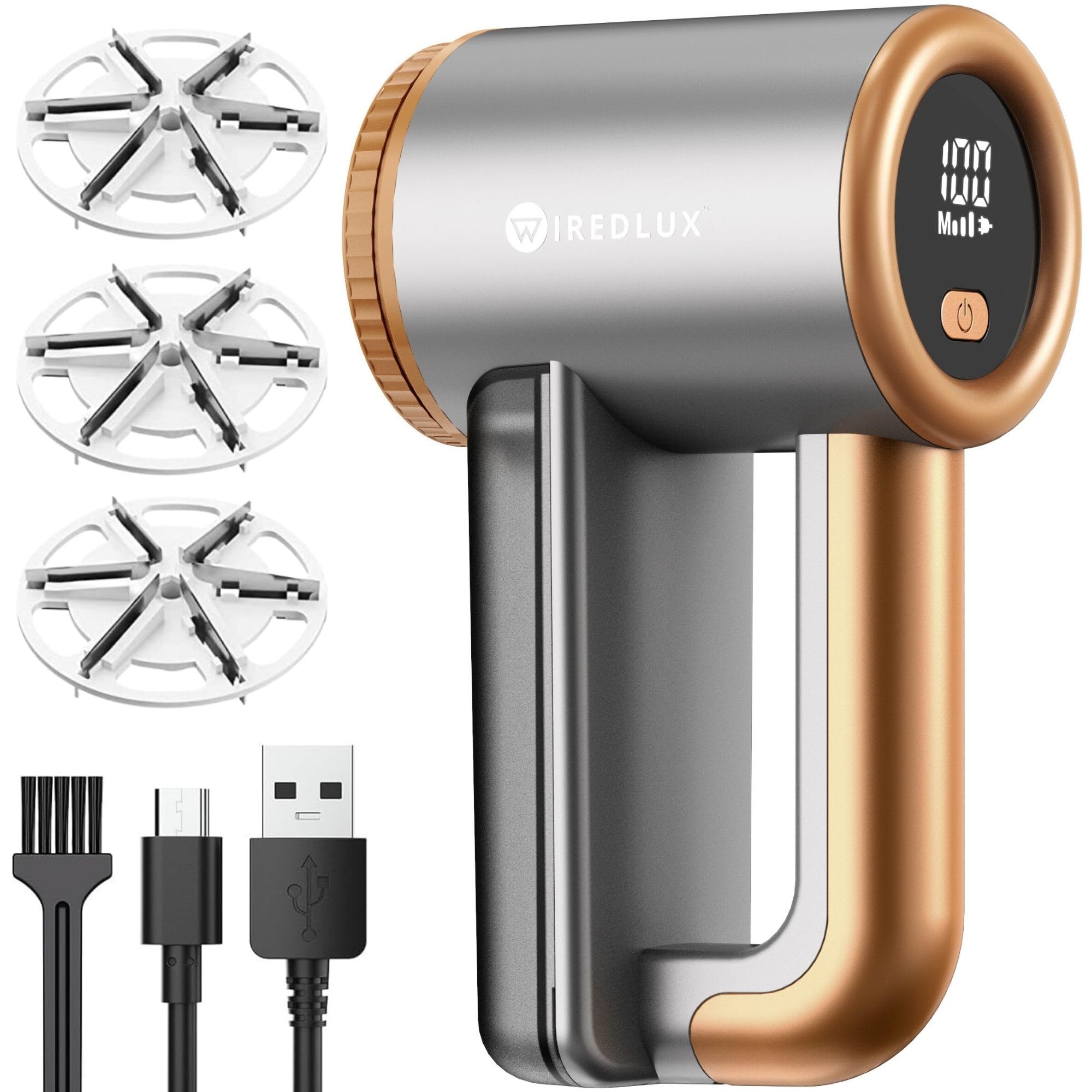 Sponsored Ad - Rechargeable Fabric Shaver - Electric Lint Remover for Clothes & Couch - Adjustable 3-Speed, 6-Leaf Blade, LED Display, USB Charging - Depiller with Dual Protection