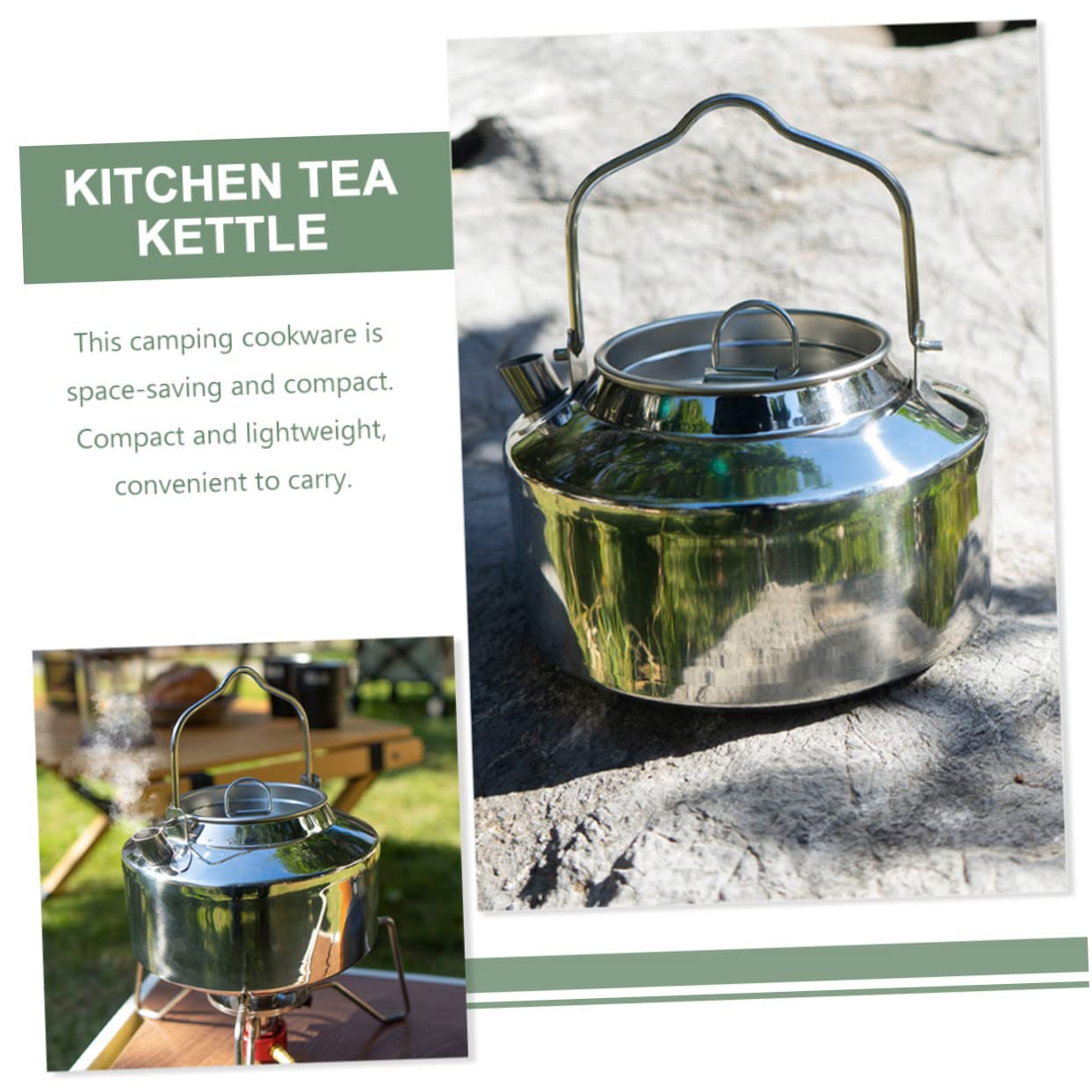 Homoyoyo Tetera De Camping Portátil Hervidor De Agua De Acero Inoxidable Resistente Ergonómica Para Estufa Cocina Al Aire Libre Para Camping Senderismo Actividades Al Aire Libre
