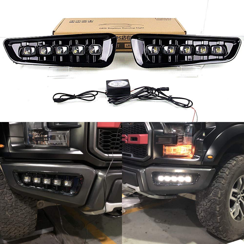 Światła LED do jazdy dziennej DRL do compatible for Ford F-150 Raptor 2017-2021, 6000K LED przedni zderzak DRL