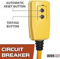 Vista 4 de Iron Forge Cable Cable de extensión GFCI iluminado para exteriores de 3 pies - Cable de extensión SJTW amarillo resistente 12/3 con enchufe