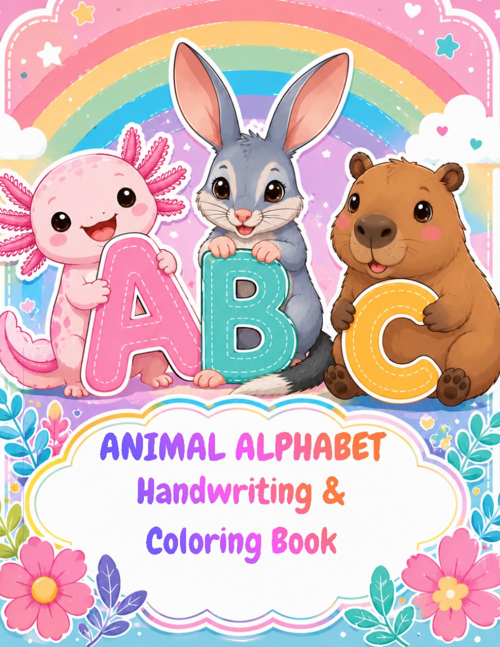ANIMAL ALPHABET: Handwriting and Coloring Book for Kids: ABC Alphabet Practice Workbook with Cute Animals for Toddlers, Preschool and Kindergarten
