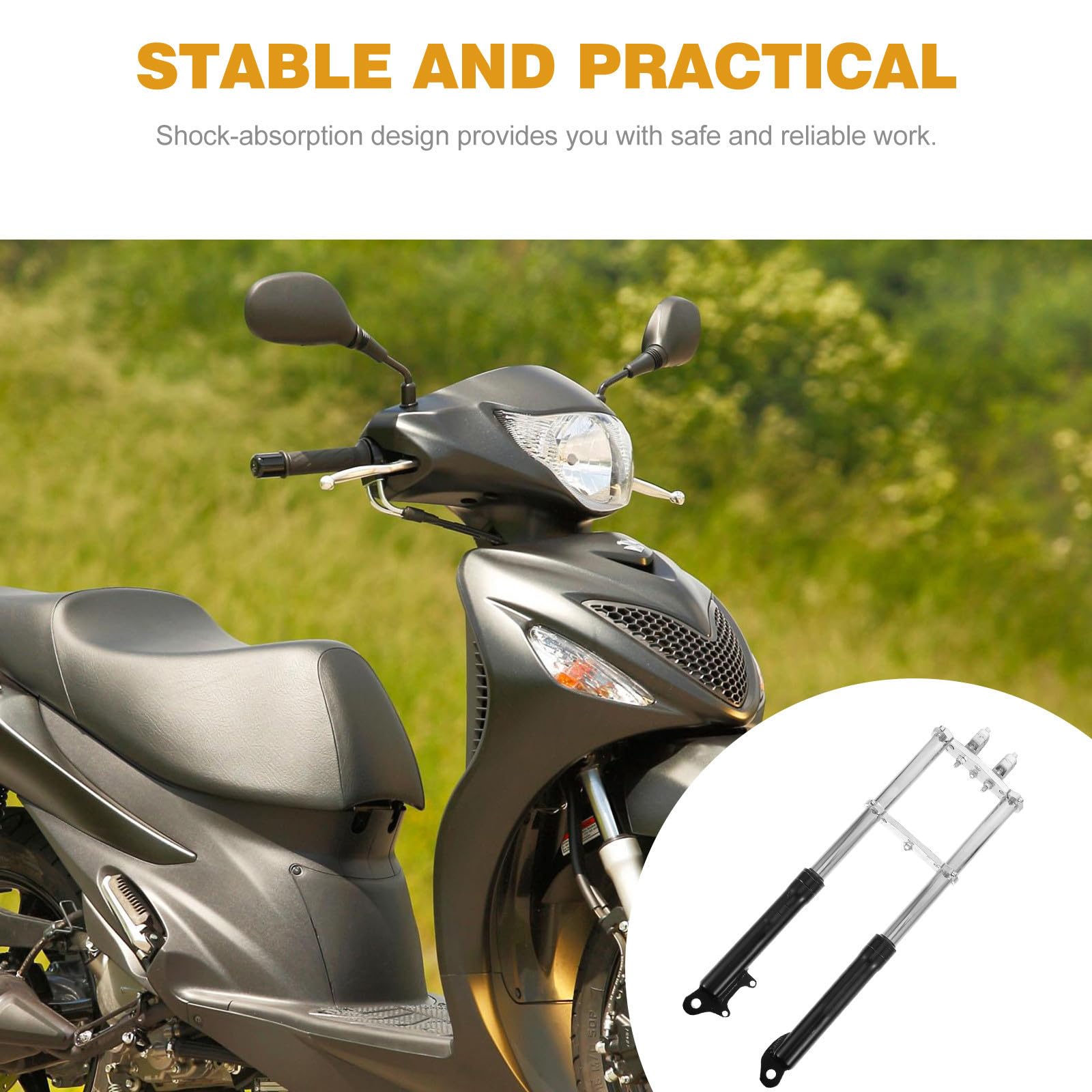 Levemolo Kleiner Dirtbike Vordergabel mit Stoßdämpfendem Design aus Edelstahl Federgabel für 49cc Dirt Bikes Langlebig und Schockabsorbierend für Offroad Einsatz