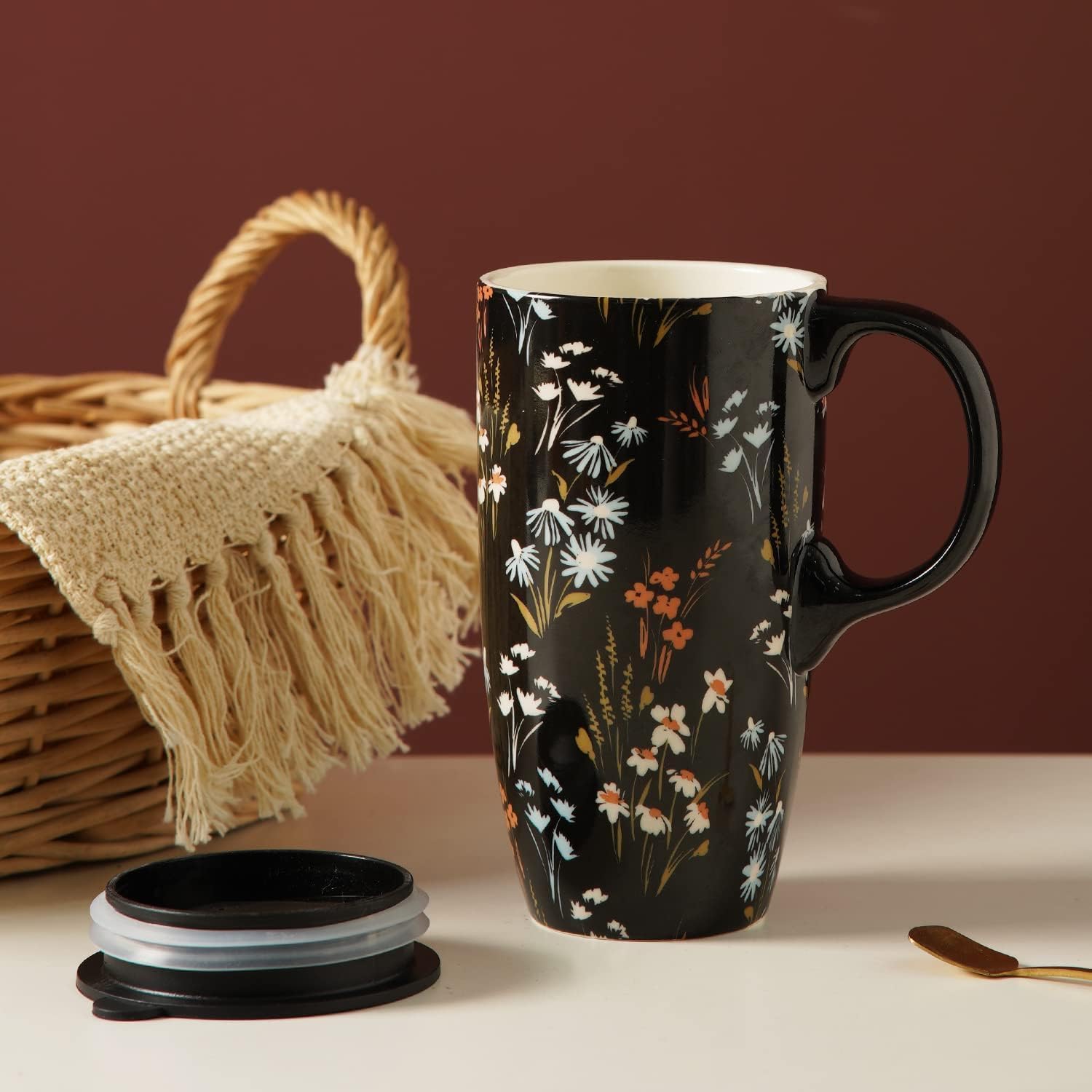 Topadorn 17oz Ceramic Coffee Mug with Sealed Lid Cup, Premium Color Box Included, Perfect for Coffee and Tea - Image 9