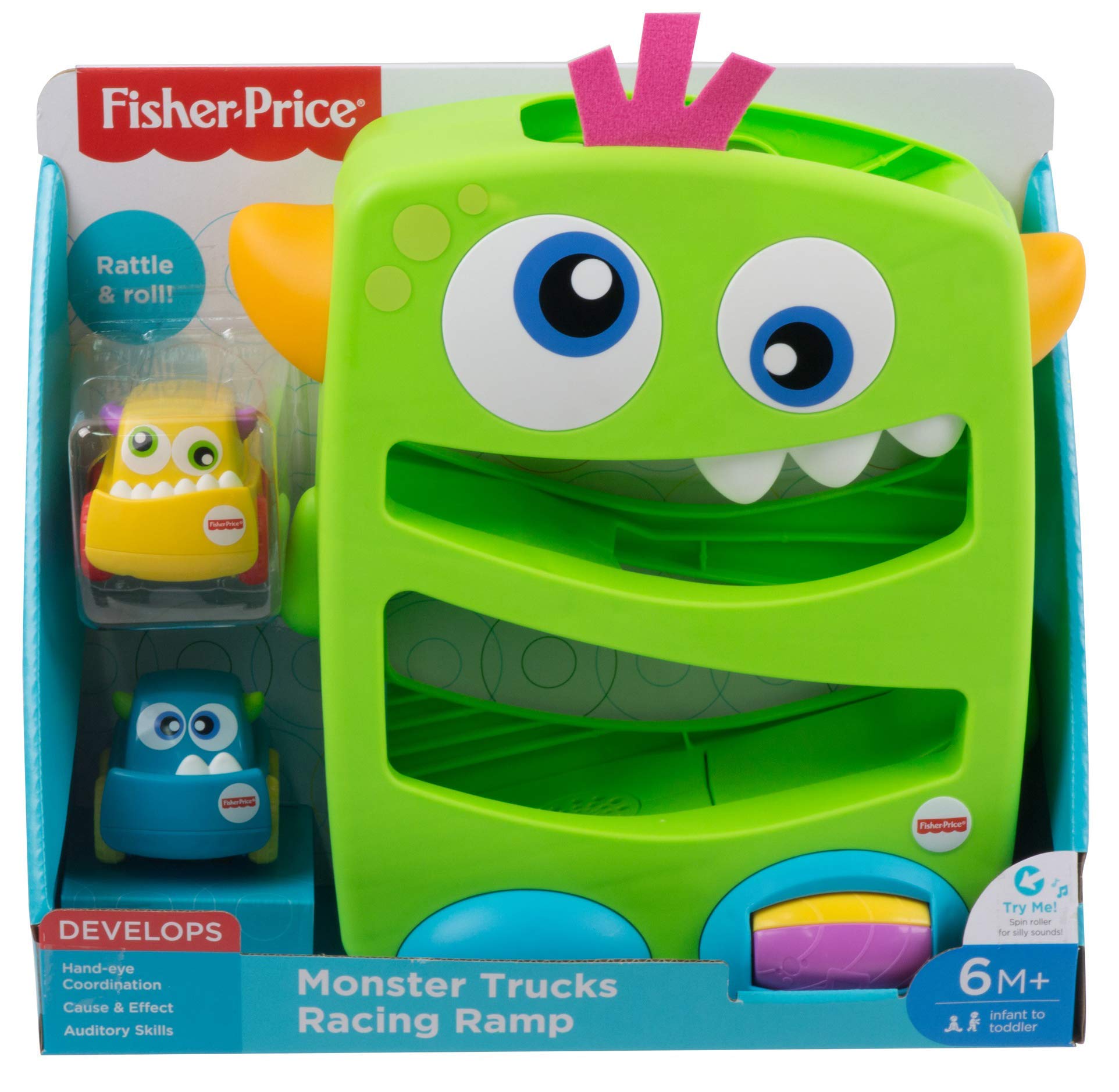Fisher-Price - Mostriciattolo con Rampa e Veicoli, Giocattolo per Bambini 6+ Mesi, FYL40