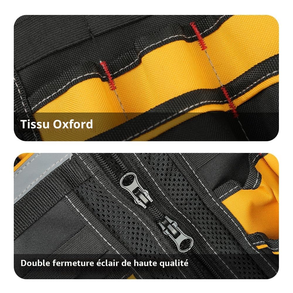 WINHUNT Gilet de travail avec plusieurs poches, gilet en tissu Oxford solide, gilet réfléchissant pour électricien, charpentier, travailleur