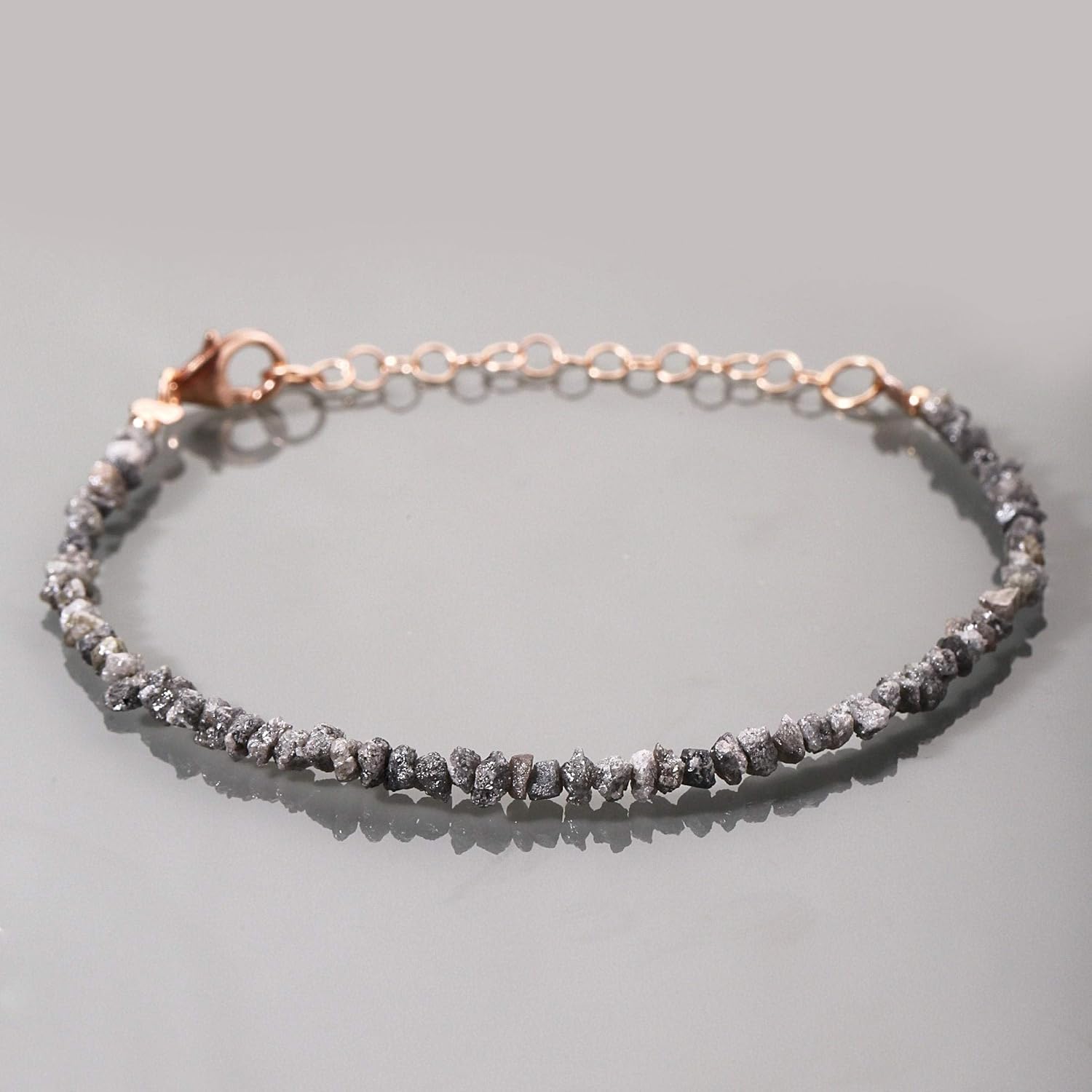 Rough Diamond Bracelet Genuine Grey Rough Uncut Diamond Raw Diamond Bracelet April Birthstone for Women