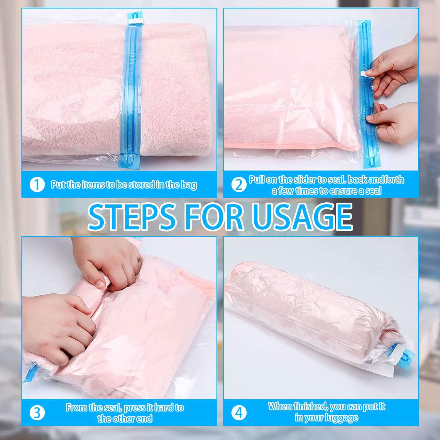 KellDis Sacchetti Sottovuoto Per Vestiti - Set Da 12 Bustine Salvaspazio, Riutilizzabili, Senza Pompa - Foto 11