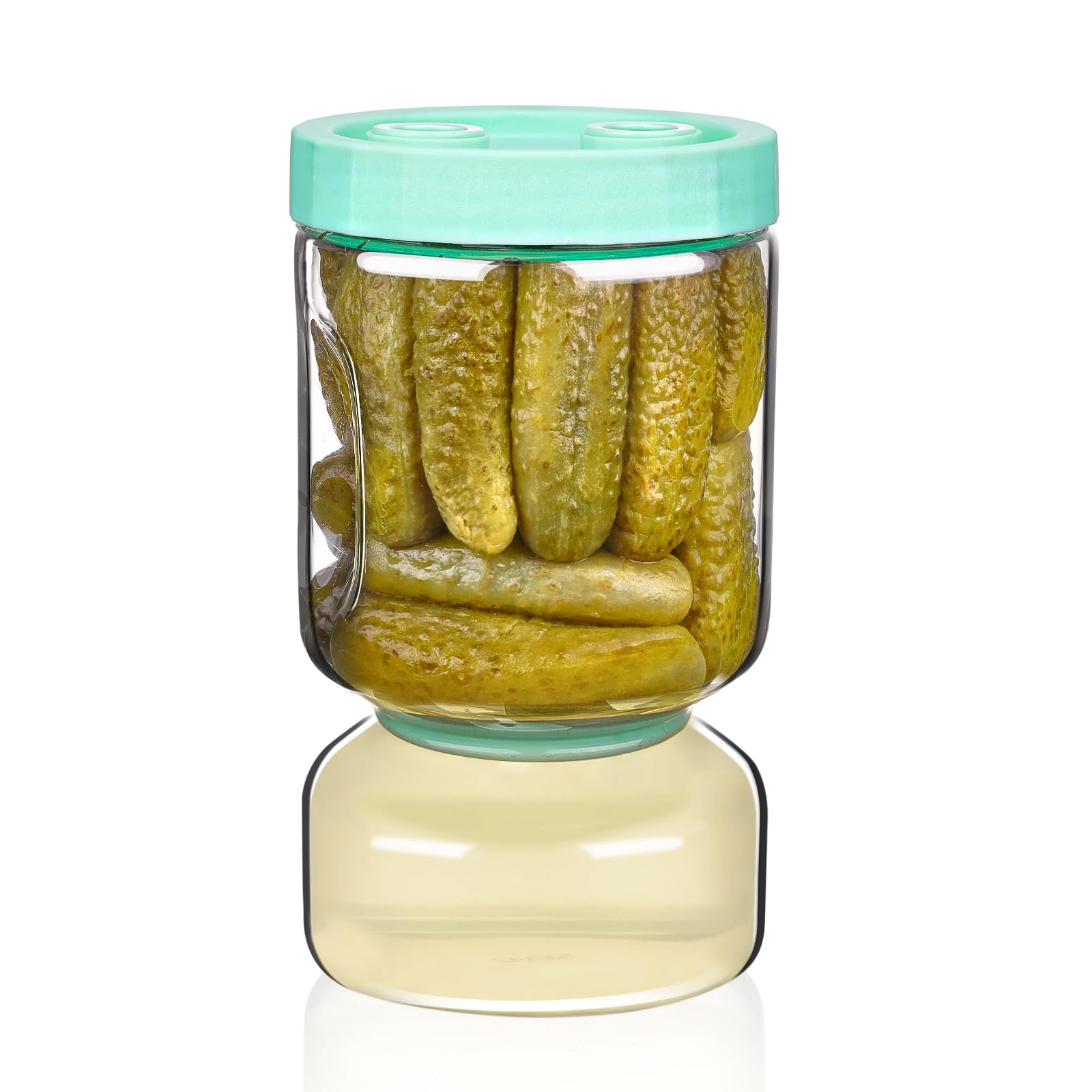 Pickle Jar with Strainer Flip, 51oz Pickle Container Pickle Juice Separator Hourglass Jar for Olive Keeper, Leakproof Pickle Holder Jars for Pickling Dill Sliced,Gherkin Storage, Gifts for Mom