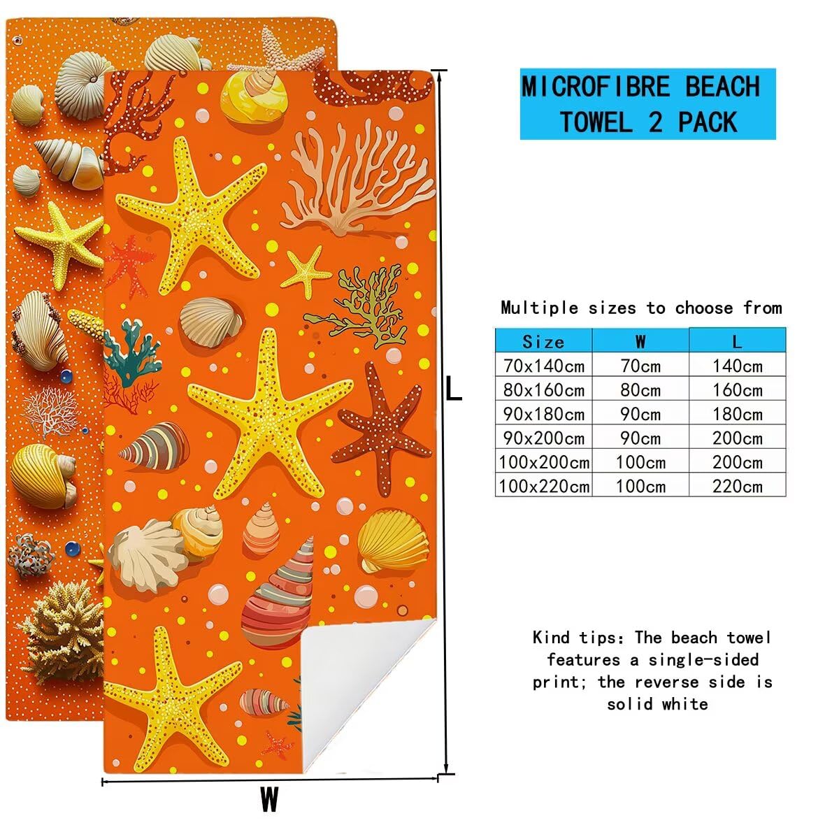 Telo Mare Microfibra, Telo Mare Grande 100x200cm 2 Pezzi, Asciugamano Palestra Donna Asciugatura Rapida, Antisabbia Asciugamano Microfibra, Leggero Asciugamani Palestra per Regalo (Arancia) -4362