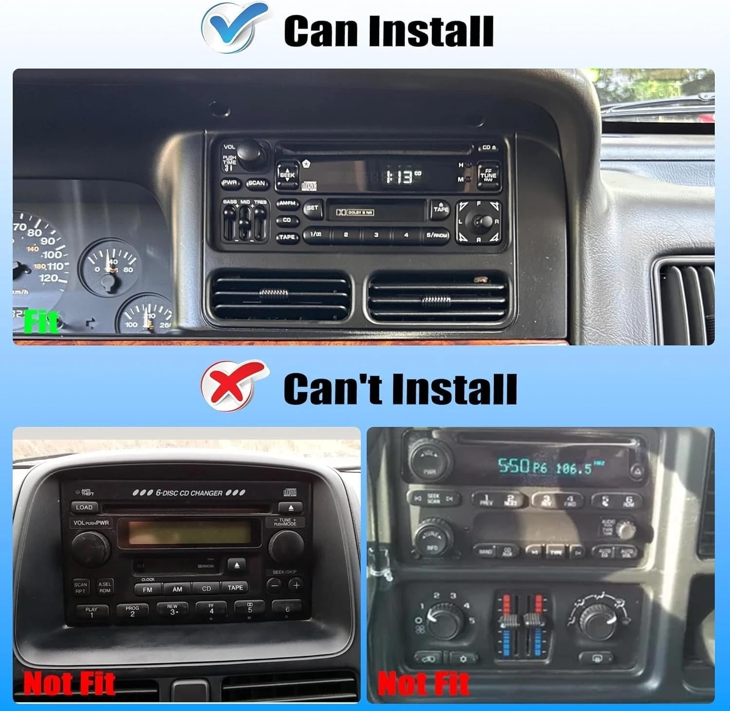 Double Din Car Stereo for 1994–2002 Dodge Ram 1500 2500 3500, for Cirrus 1995-2000, for Jeep Grand Cherokee 1994-1998 6.8 Inch Android 13 Car Radio w/Wireless Carplay Android Auto GPS WiFi SWC, 2+32G