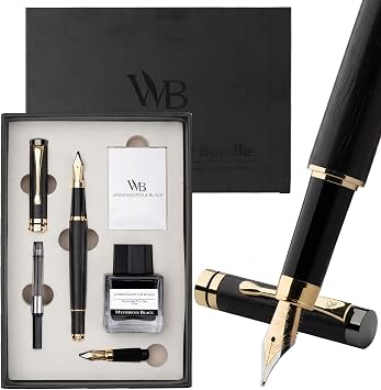 Wordsworth & Black Bamboo Wood Fountain Pen Set, Medium, Extra Fine Nib