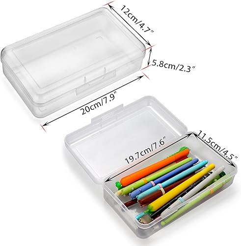 Miniatura 4 de BTSKY Paquete de 5 cajas de almacenamiento multiusos, caja de almacenamiento de plástico transparente de gran capacidad para lápices, caja de