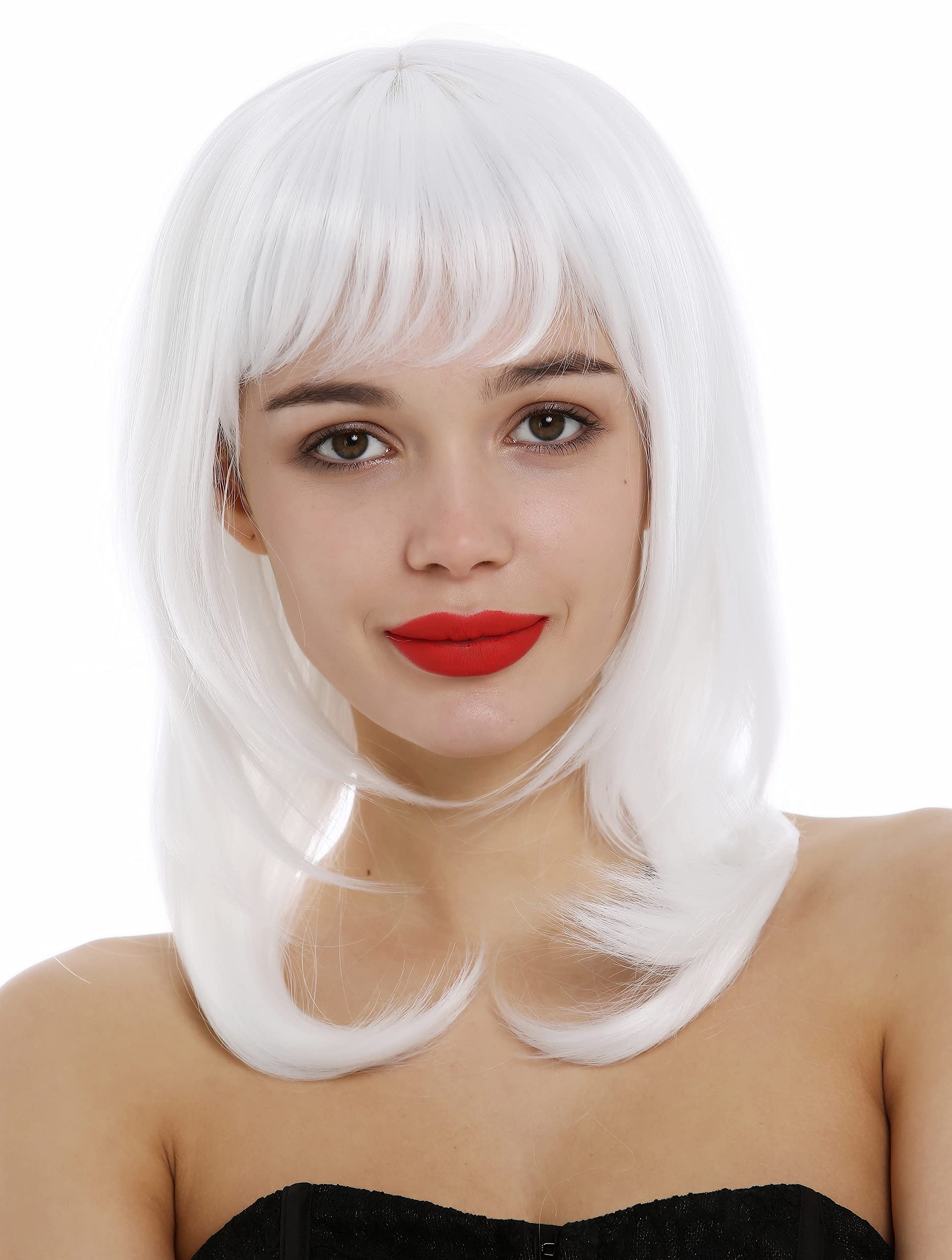 WIG ME UP - 3003-1001 Lady Wig shoulder-length medium long layered straight hair white, white (1001)